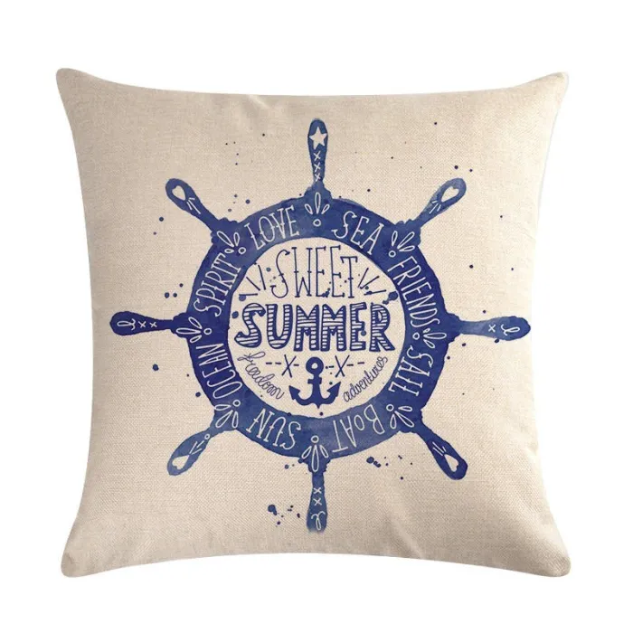Federa decorativa - bussola / ancora stampata - 45 * 45 cm