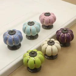 Ceramic furniture handle - pumpkin shaped knobsFurniture