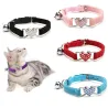 Halsband hond/kat - verstelbaar - met kristallen hartje/belletjeHalsbanden en lijnen