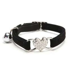Collier pour chien / chat - réglable - avec coeur cristal / grelot