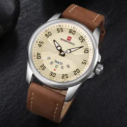 NAVIFORCE - montre de sport classique - quartz - bracelet cuir - étanche