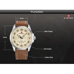 NAVIFORCE - montre de sport classique - quartz - bracelet cuir - étanche