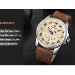 NAVIFORCE - montre de sport classique - quartz - bracelet cuir - étanche