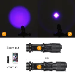 365NM - UV-lampe lys lommelykt - falske pengesjekker - flekkdetektor