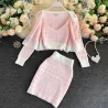 VestidosConjunto de cuadros de punto - falda - chaleco - cárdigan