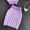 Gebreide plaid set - rok - vest - vestJurken