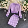 Gebreide plaid set - rok - vest - vestJurken