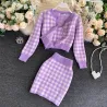 Gebreide plaid set - rok - vest - vestJurken