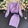 Gebreide plaid set - rok - vest - vestJurken