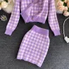 Gebreide plaid set - rok - vest - vestJurken
