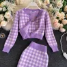 Gebreide plaid set - rok - vest - vestJurken