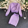 Gebreide plaid set - rok - vest - vestJurken