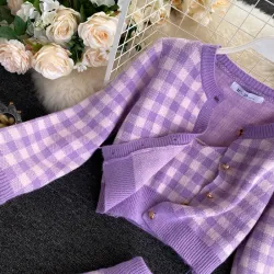 Gebreide plaid set - rok - vest - vestJurken