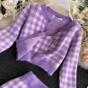 Gebreide plaid set - rok - vest - vestJurken