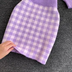 Gebreide plaid set - rok - vest - vestJurken