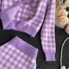 Gebreide plaid set - rok - vest - vestJurken