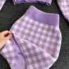 Gebreide plaid set - rok - vest - vestJurken