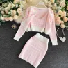 VestidosConjunto de cuadros de punto - falda - chaleco - cárdigan