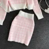 Completo scozzese in maglia - gonna - gilet - cardigan