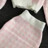 Strikket rutete sett - skjørt - vest - cardigan