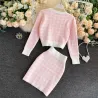 Completo scozzese in maglia - gonna - gilet - cardigan