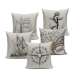 Fronha decorativa vintage - estilo oceano - 45 cm * 45 cm