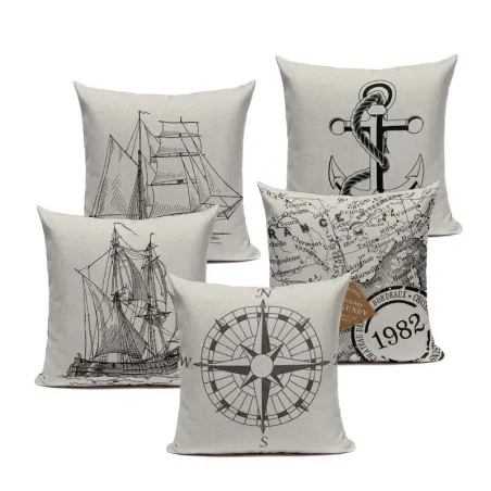 Fronha decorativa vintage - estilo oceano - 45 cm * 45 cm