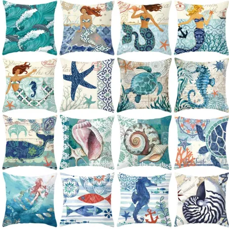 Federa decorativa - tartaruga - ancora - sirena - 45 cm * 45 cm