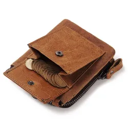 Skórzany portfel vintage - etui na karty / monety - duża pojemnośćPortfele