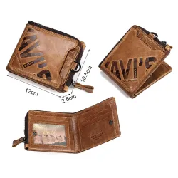 Skórzany portfel vintage - etui na karty / monety - duża pojemnośćPortfele