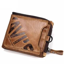 Skórzany portfel vintage - etui na karty / monety - duża pojemnośćPortfele