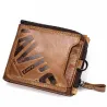 Skórzany portfel vintage - etui na karty / monety - duża pojemnośćPortfele