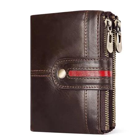 Skórzany portfel vintage - etui na karty / monety - duża pojemnośćPortfele