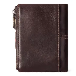 Skórzany portfel vintage - etui na karty / monety - duża pojemnośćPortfele