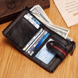 Skórzany portfel vintage - etui na karty / monety - duża pojemnośćPortfele