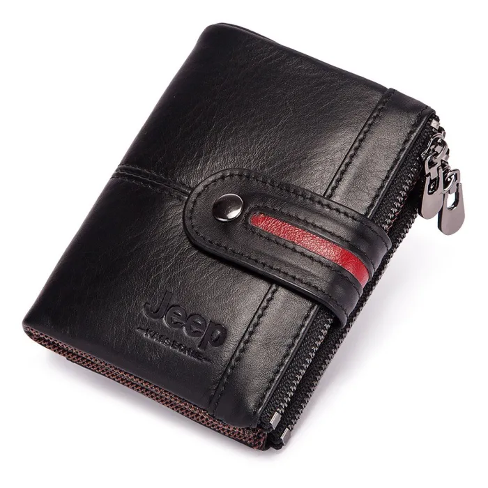 Skórzany portfel vintage - etui na karty / monety - duża pojemnośćPortfele