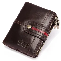 Skórzany portfel vintage - etui na karty / monety - duża pojemnośćPortfele