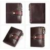 Skórzany portfel vintage - etui na karty / monety - duża pojemnośćPortfele