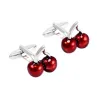 Double cerises rouges - boutons de manchette en argent