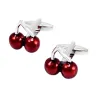 Double cerises rouges - boutons de manchette en argent