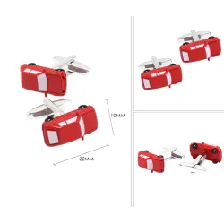 Enamel red car - silver cufflinksCufflinks