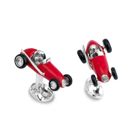 Voiture rouge vintage - boutons de manchette en argent