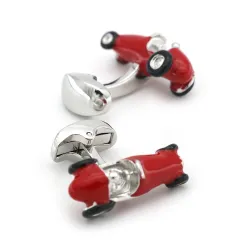 Voiture rouge vintage - boutons de manchette en argent