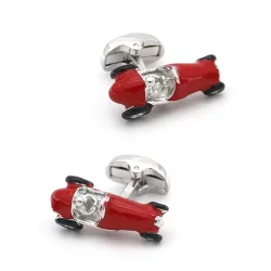Voiture rouge vintage - boutons de manchette en argent