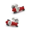 Voiture rouge vintage - boutons de manchette en argent
