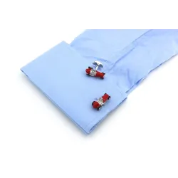 Voiture rouge vintage - boutons de manchette en argent