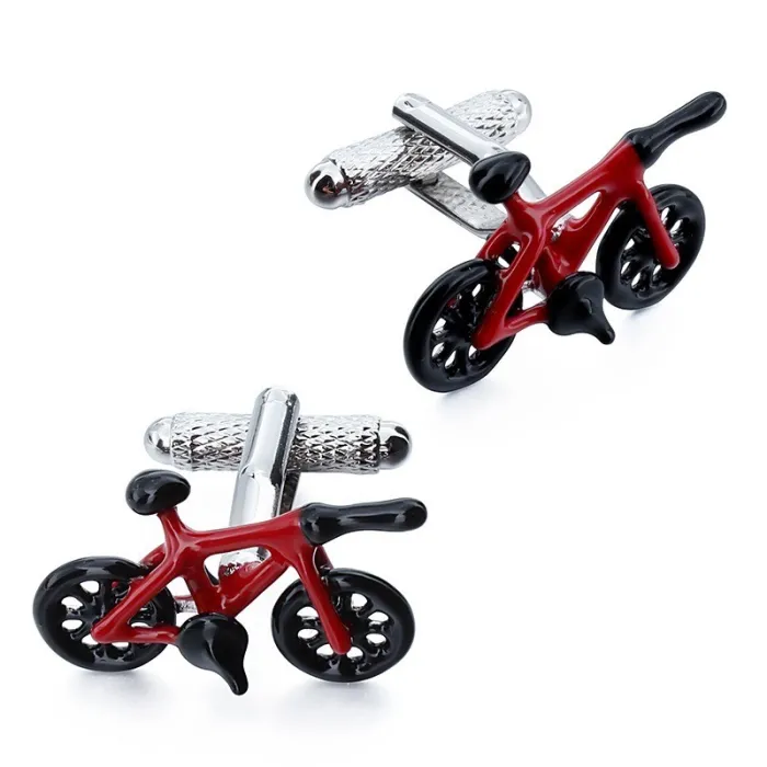 Vélo rouge - boutons de manchette argent