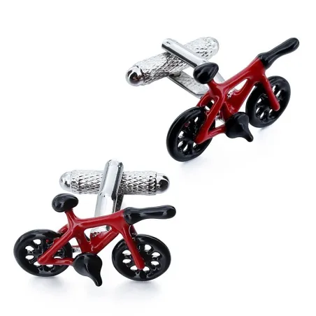 Vélo rouge - boutons de manchette argent