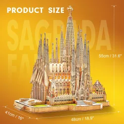 SAGRADA FAMILIA - modèle d'église mobile - puzzle - jouet à assembler - avec LED