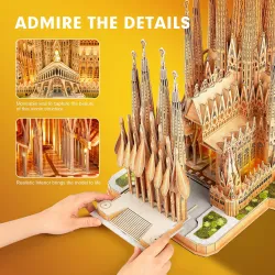 SAGRADA FAMILIA - modèle d'église mobile - puzzle - jouet à assembler - avec LED